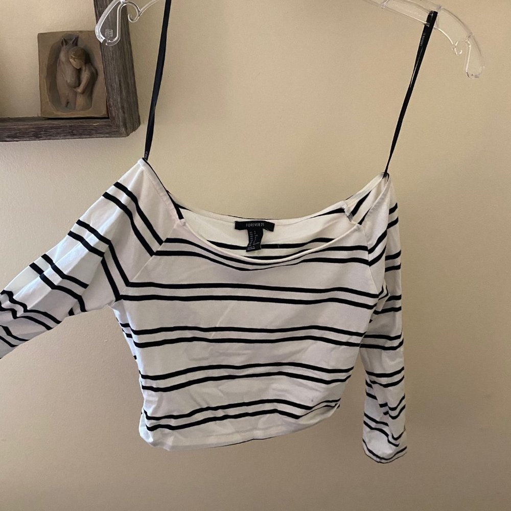 Striped Black & White Crop Top